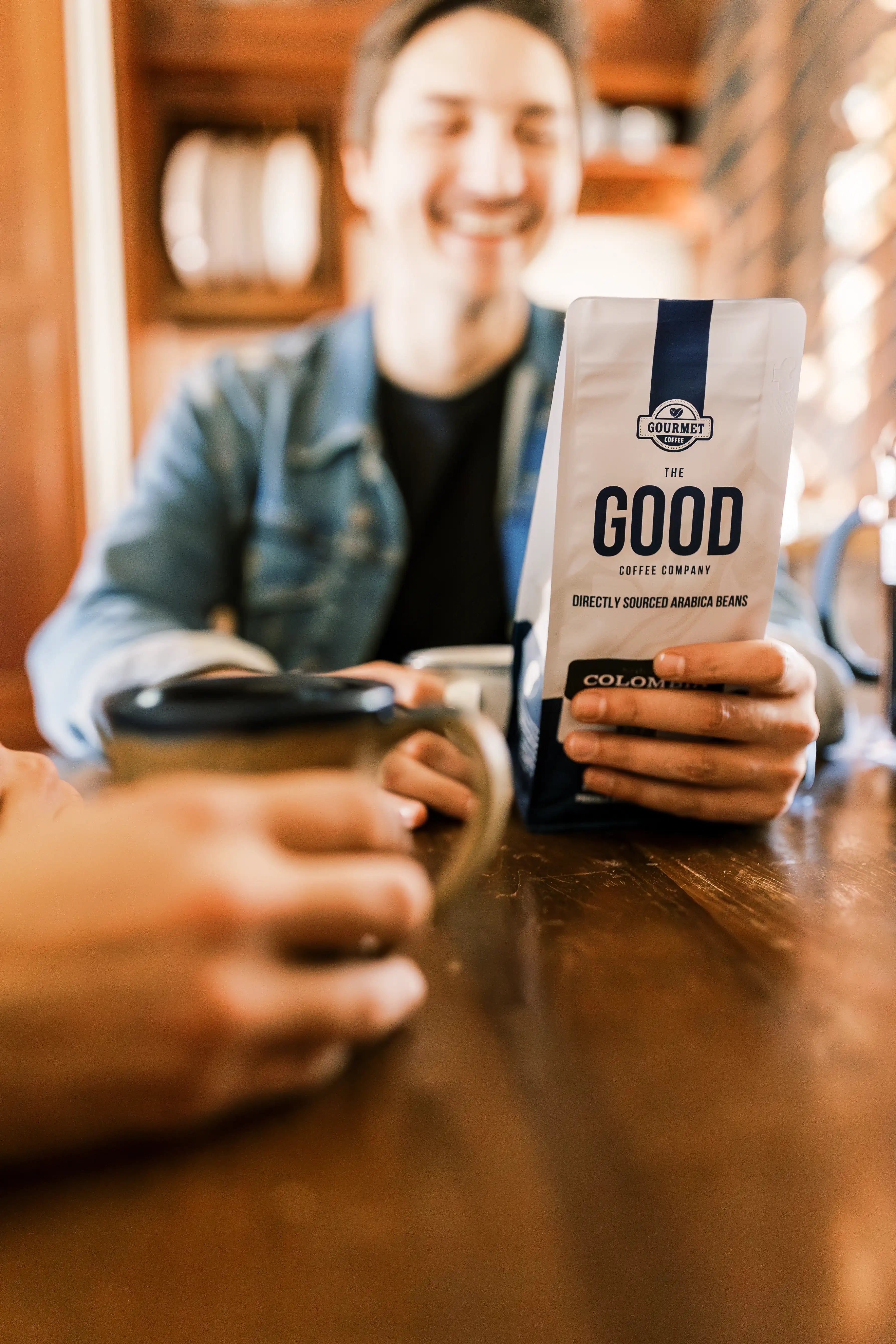 Person with coffee bag