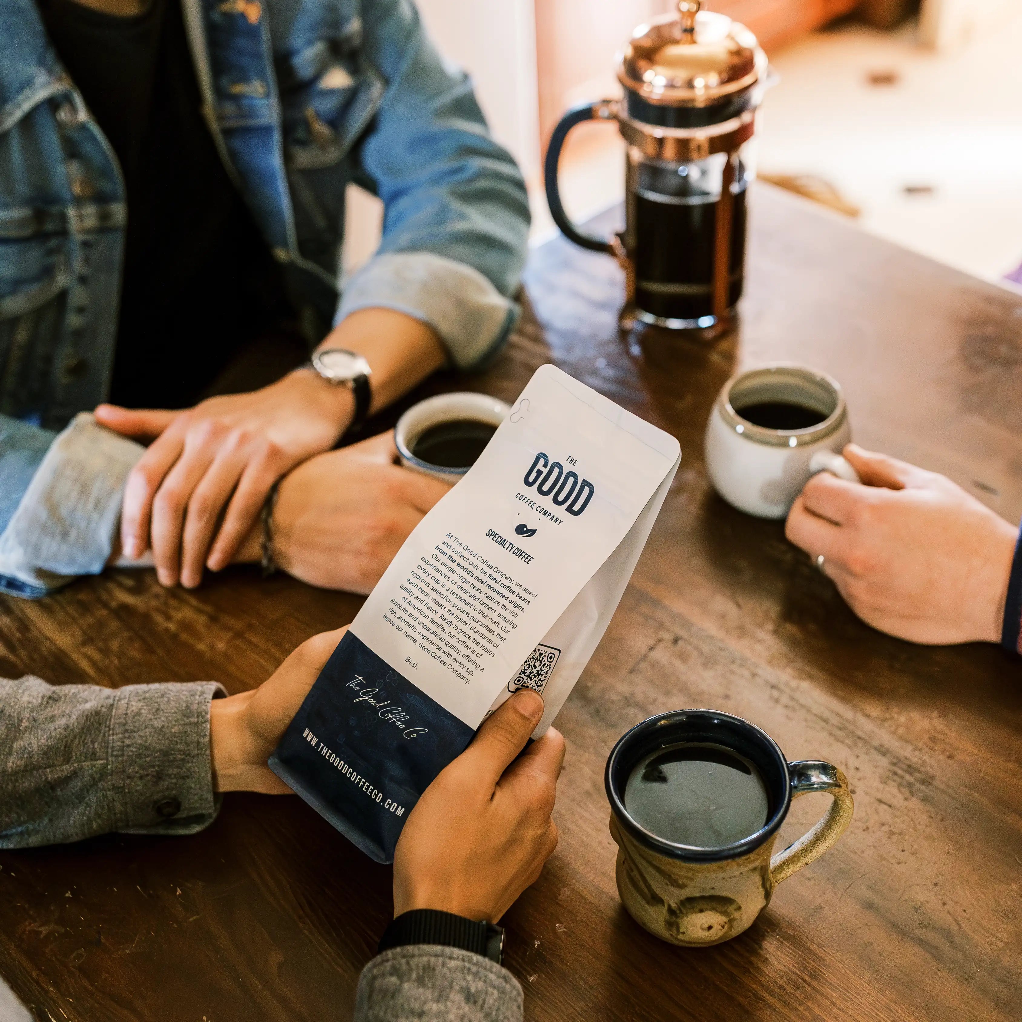 Coffee bag on table